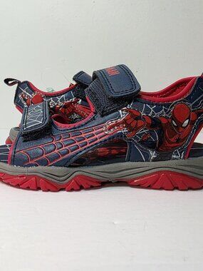 Spider-Man Toddler Boy Light Up Sandals Shoes Sz 6 Marvel Comic Blue Gray